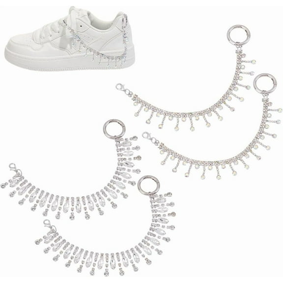 1set Brass & Iron Glass Rhinestone Chain Boot Strap Chains for Shoe Decoration 253~255mm 4pcs/set