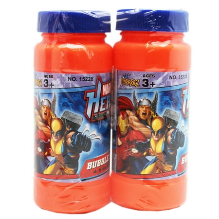 Marvel Heroes Iron Man, Thor, and Wolverine Bubble Solution & Wand Set (2pc)