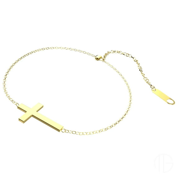 Maya's Grace Adjustable Cross Ankle Bracelet for Women - Gold