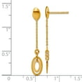 thumbnail image 2 of 14k Solid Yellow Gold Polished Fancy Oval Dangle Post Earrings 33.9x6.2mm Wide Dangle Earring for Women, 2 of 2
