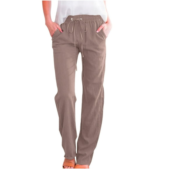 Summer Savings Clearance! Women’s Casual Solid Color Straight Wide-Leg Trousers, Pockets, Comfortable and Versatile Pants for Office, Travel, or Daily Wear Clearance Sales Today Deals Prime