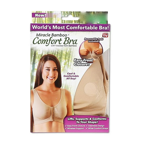 Miracle Bamboo Comfort Bra All Day Best Lift And Support Seamless Wireless  Comfort Design- White- Large (Bust 37-40) 