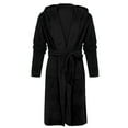 thumbnail image 3 of Clearance! robes for women terry cloth robes for women Women Hooded Fleece Bathrobe Lightweight Soft Plush Long Flannel Sleepwear Fleece Hooded Bathrobe Plush Long Warm Robe Big sales Black, 3 of 4