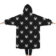 thumbnail image 2 of Oversized Wearable Blanket Hoodie,Black Cat Head Pattern Sherpa Blanket Hoodie with Super Pockets,Super Warm Fuzzy Pullover for Women & Men, 2 of 6