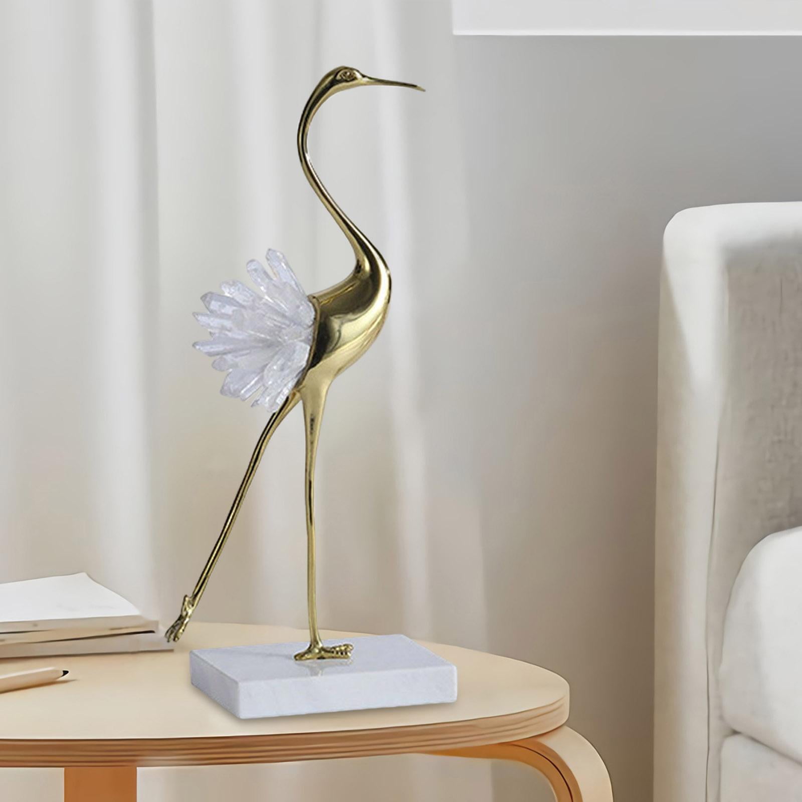 Golden Crane Statue Animal Bird Modern Minimalist Luxury Sculpture Figurine Ornament for Home Shelves Bedroom Decoration Style D