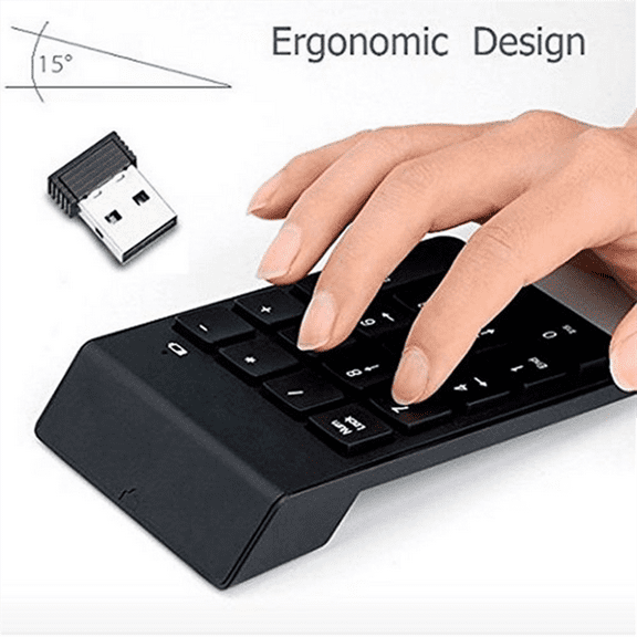 18 Keys Wireless USB Number Pad Keyboard with 2.4G Mini USB Numeric Receiver for Laptop Desktop PC Notebook