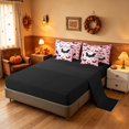 thumbnail image 4 of Homewish Scary Bat Silhouette Full Size Bedding Sets, Halloween Horror Full Size Bed in a Bag, Light Pink Black, Black Reversible 7 Pieces, 4 of 7