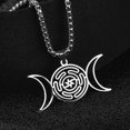 thumbnail image 3 of Divination Hekate Wheel Altar Necklaces for Women Witch Wicca Sun Triple Moon Goddess Stainless Steel Gothic Necklace Jewelry, 3 of 5