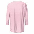 thumbnail image 4 of Lenpel Women's 3/4 Length Tops Trendy Sleeve Crew Neck Solid Color Embroidered T Shirts Casual Tunic Blouses, 4 of 5