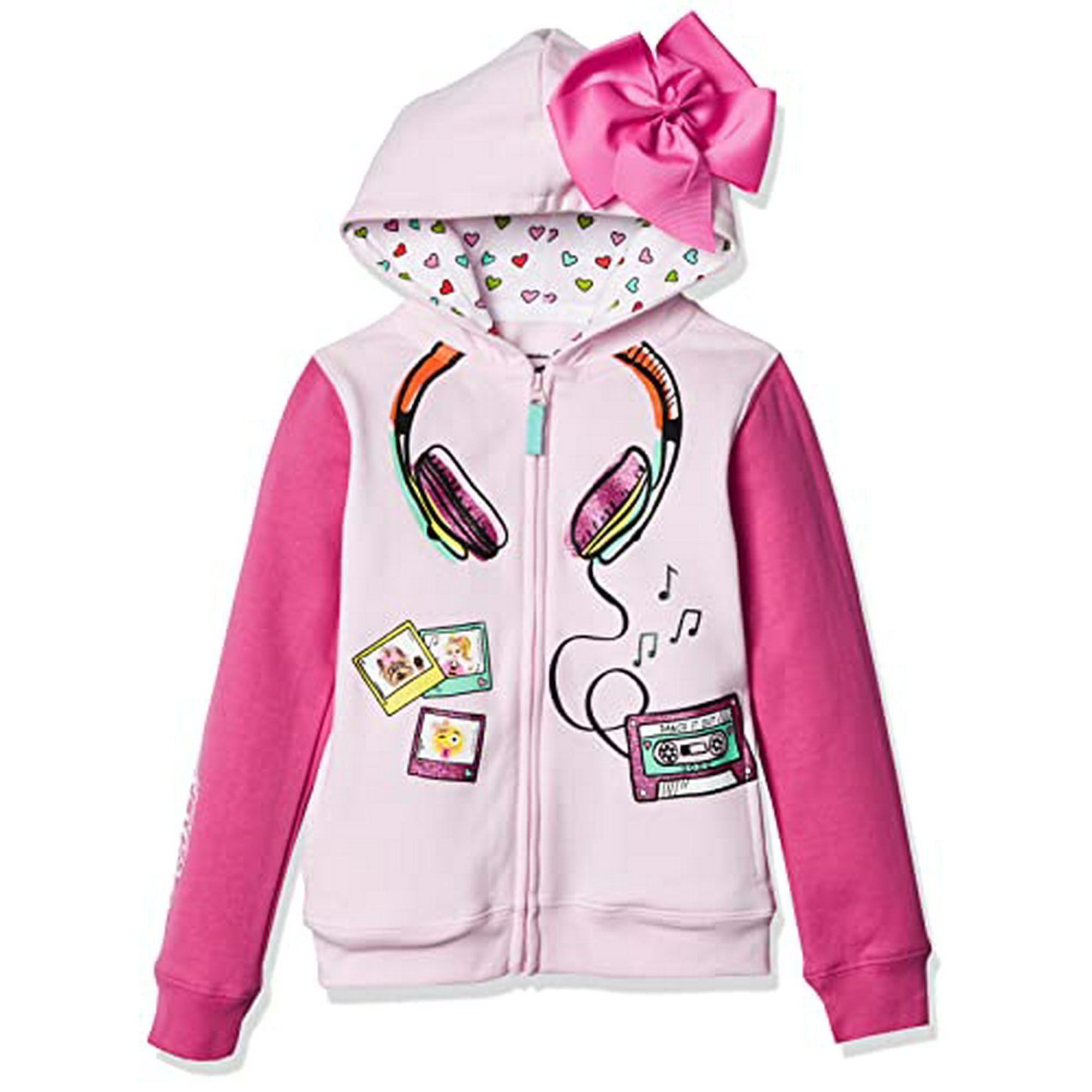 JoJo Siwa girls Jojo Siwa Headphones 3d Bow Zip-up Hoodie Jacket