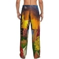 thumbnail image 3 of Picia Fall Village Scenery Mens Soft Woven Cotton Elastic Waistband Sleep Pajama Pant Lounge Sleep Pant With Pockets And Drawstring-XX-Large, 3 of 9