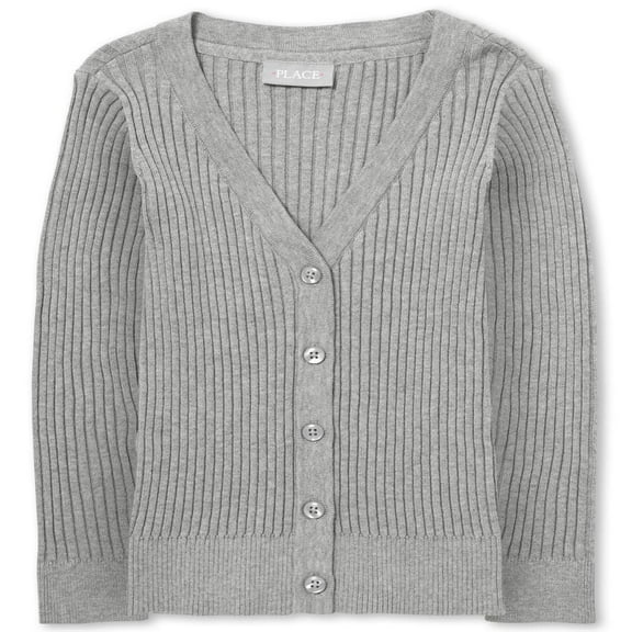 The Children's Place Girls' Uniform Ribbed Boyfriend Cardigan H/T Smoke S (5/6)