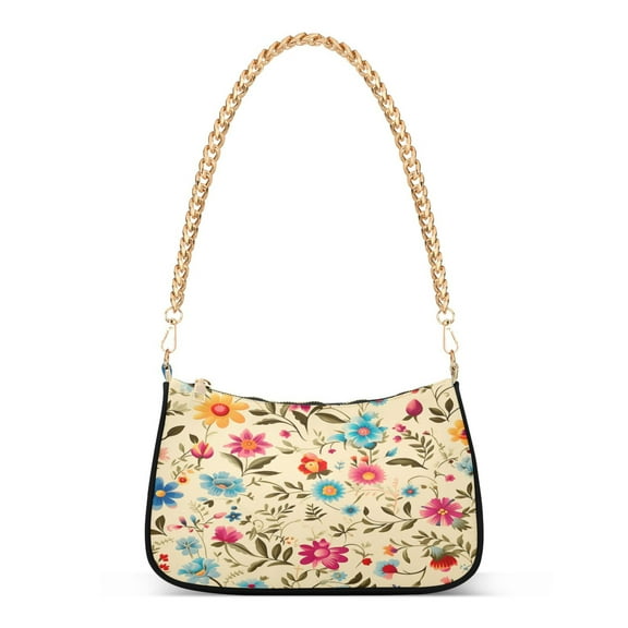Ryvnso Beautiful Flower Floral Womens Chain Shoulder Bag Tote Handbags Clutch Hobo Purse with Zipper for Travel