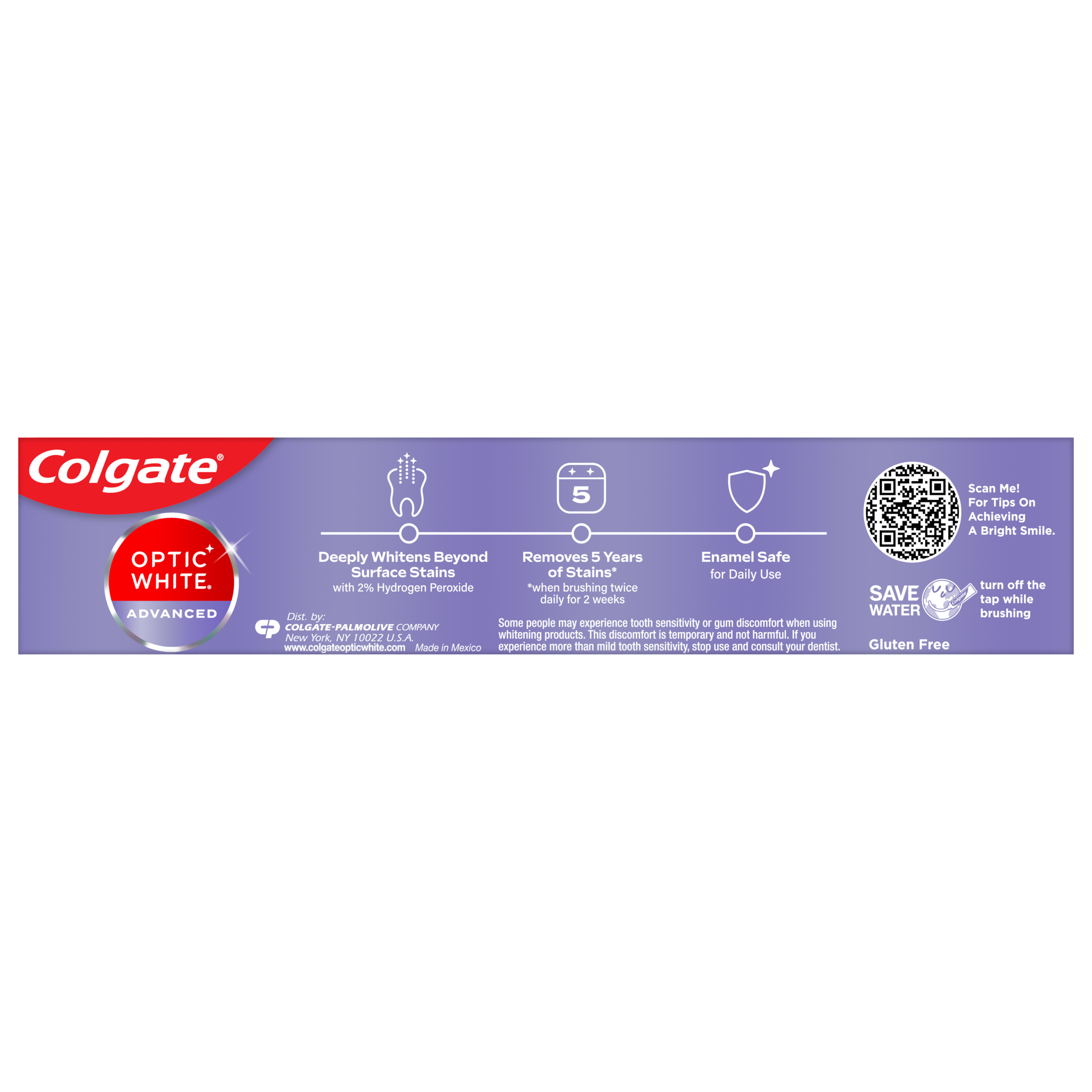 Colgate Travel Size Optic White Advanced Hydrogen Peroxide Toothpaste, Sparkling White, 1.45 oz - image 3 of 13