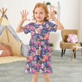 thumbnail image 3 of FORMRS Girls Short Sleeve Dress Summer Casual Round Neck A-line Beach Sundress, Sizes 2T-8T, Soft Pinks Flowers, 3 of 8
