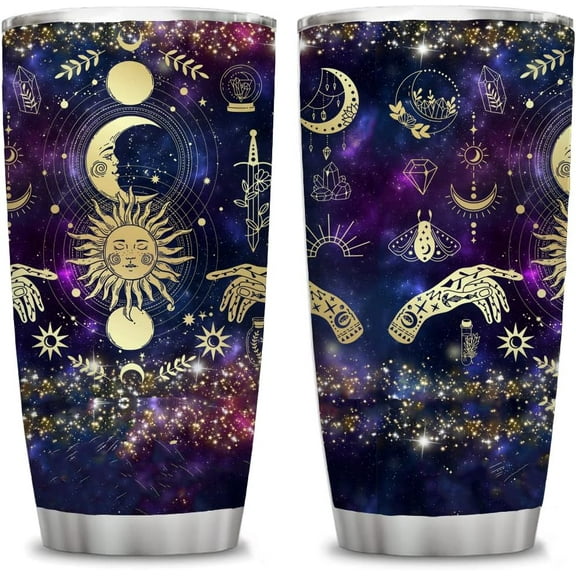 Goth Moon Tumbler - Witch Hand Gothic Decor - Moon Phase Black Vacuum Insulated Stainless Steel 20 Oz Witch Tumbler Cup - Halloween Spooky Gifts for Women Goth Mystery Coffee Mug