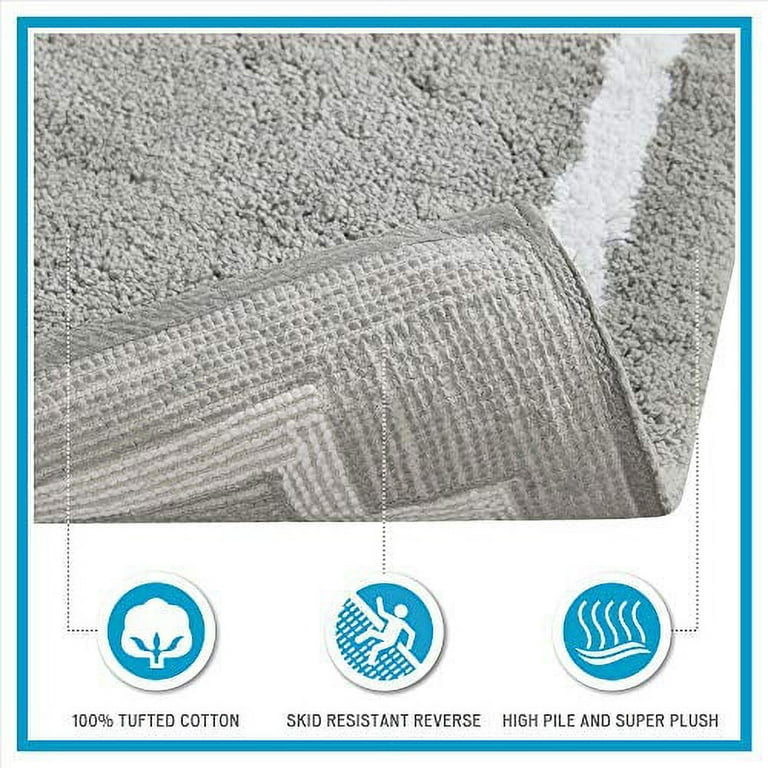 100% Cotton Tufted Bath Rug with Non-Slip Backing Mercer41 Color: Blue, Size: 24 W x 72 L