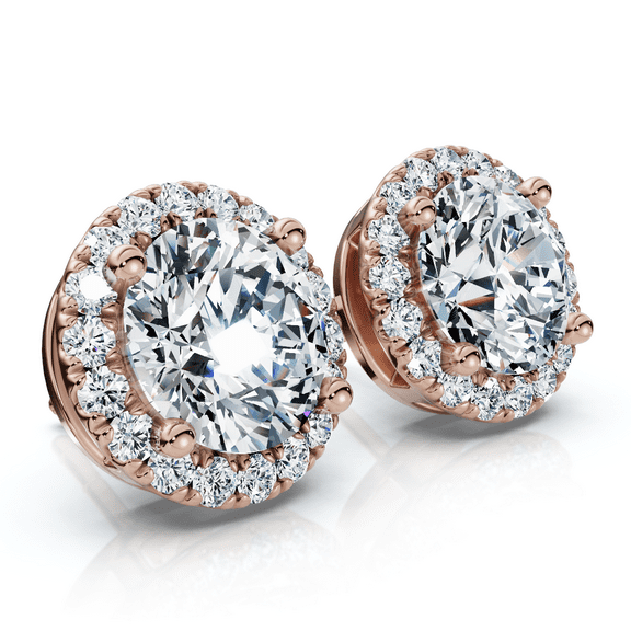 Pompeii 2.25Ct Halo Round Diamond Studs 14k Gold Lab Grown Women's Earrings (F/G,VS1-VS2)