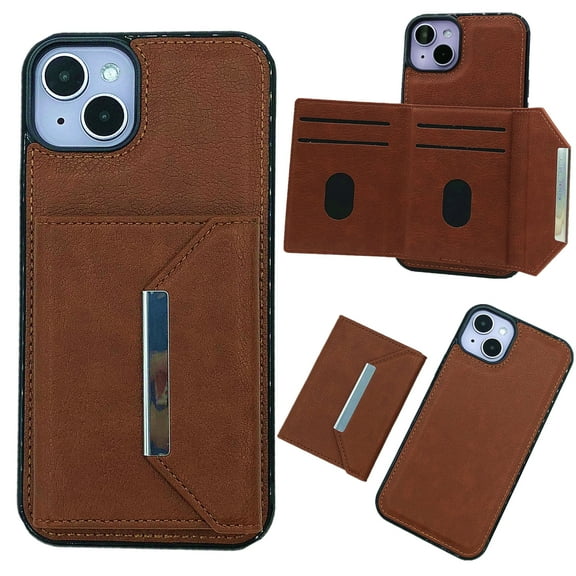 Compatible for iPhone 14 Plus Wallet Case with Card Slots Holder, Magnetic 2-in-1 Design PU Leather Purse Case, Flip Stand Durable Shockproof Protective Cover for iPhone 14 Plus, Brown