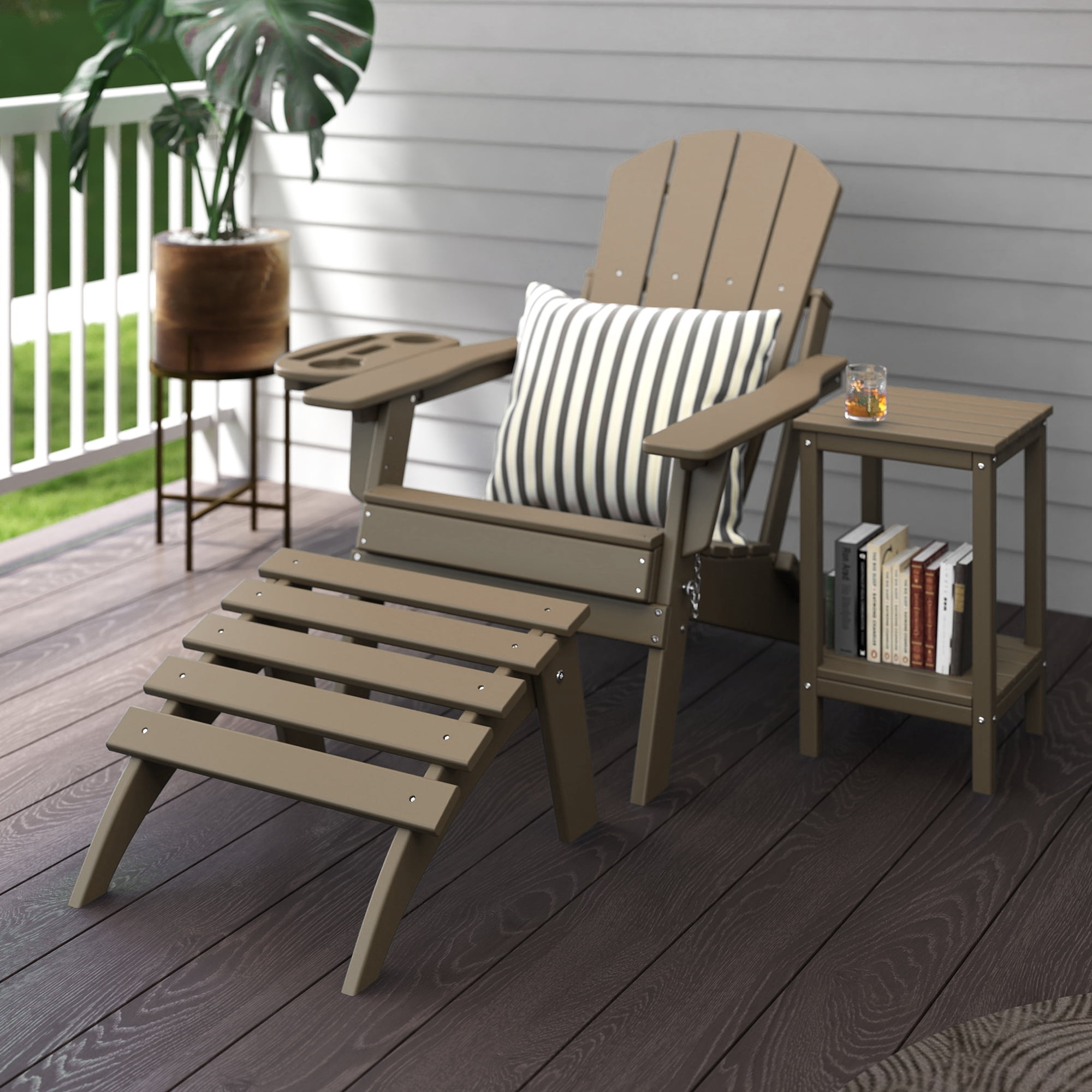 FOOWIN Folding Adirondack Ottomans Set of 4 for Adirondack Chair, Brown