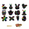 thumbnail image 5 of 3/2/1 Sets Easter Bunny Scratch Mini Art Set Color Scratch Art Easter Egg Ornaments Decorations DIY Easter Craft Kits Kids Easter Party Gifts Egg Basket Stuffers, 5 of 6