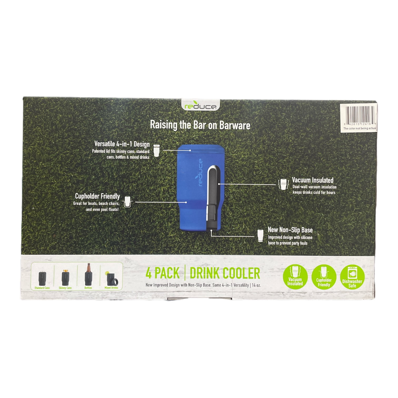 Reduce Vacuum Insulated 14oz Stainless Steel Drink Cooler Set, 4 Pack (Tranquil)