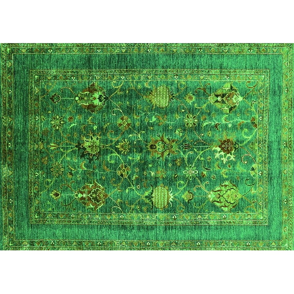 Ahgly Company Indoor Rectangle Oriental Green Industrial Area Rugs, 8' x 12'