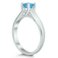thumbnail image 2 of SZUL Women's Round 5MM Blue Topaz Cathedral Solitaire Ring in 10K White Gold, 2 of 4