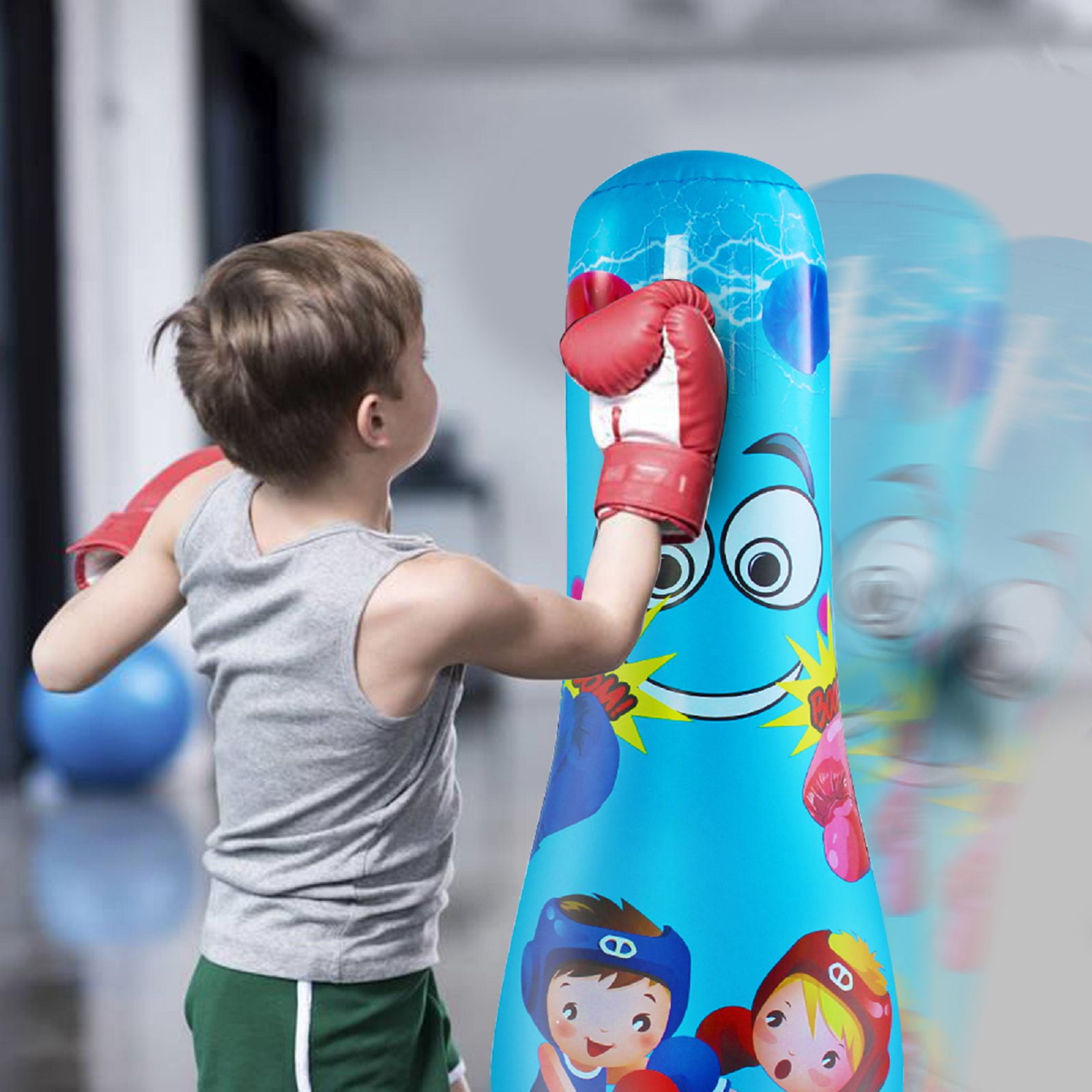 Inflatable Bopper 47 Inches Kids Punching Bag with Bounce-Back Action, 