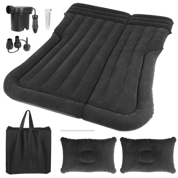 130x175x12.5cm/51.18x68.89x4.92in SUV Air Mattress Thickened Camping Bed Cushion with Pillow Air Pump Storage Bag PVC Flocked Car Bed for Home Car Travel Camping (black)