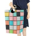 thumbnail image 4 of Yayeee Freestanding Laundry Hamper with Handle Collapsible Large Storage Basket for Clothes, Colorful Checkered Pattern, 4 of 7