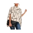 thumbnail image 1 of VISgogo Blusa de verano para mujer, manga de murciélago, camisa informal lisa/estampada con cuello simulado, blusas sueltas para mujer VISgogo moda, 1 of 3