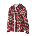 thumbnail image 3 of Goofa Red Floral Printed Women's UPF 50+ Sun Protection Hoodie Jacket Lightweight Long Sleeve Sun Shirt for Women with Pocket Hiking Outdoor-X-Large, 3 of 9