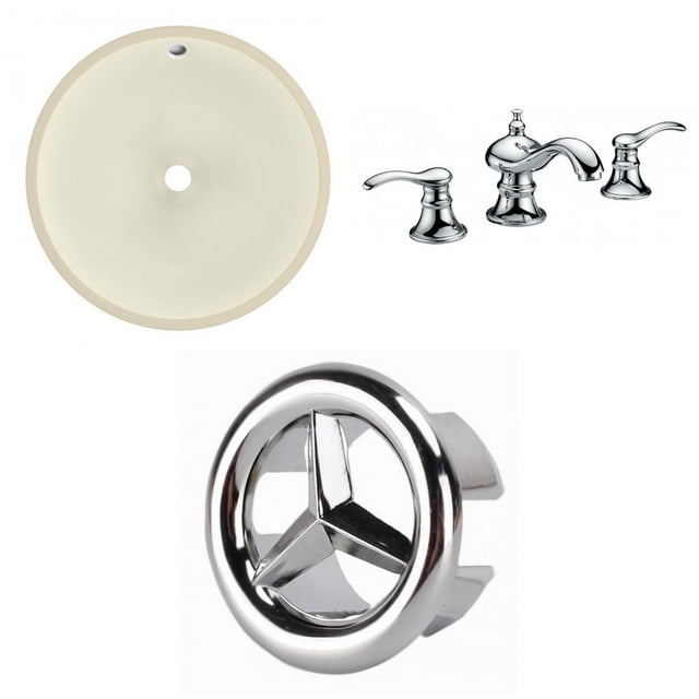 American Imaginations 16-in. W Round Bathroom Undermount Sink Set In Biscuit - Chrome Hardware AI-26767