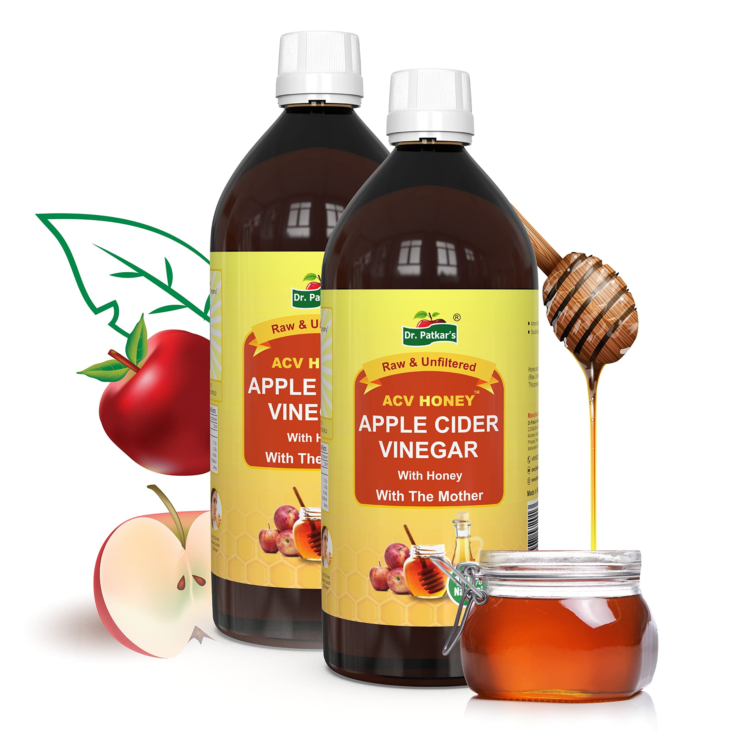 Dr. Patkar'S Apple Cider Vinegar With Honey 1 Litre Unfiltered