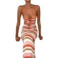 thumbnail image 4 of Gureui Women's Spaghetti Strap Dress, Sleeveless Multi-Color Stripes Tie-Up Backless One-Piece Low-Cut Bodycon Cocktail Parties Dresses, 4 of 9