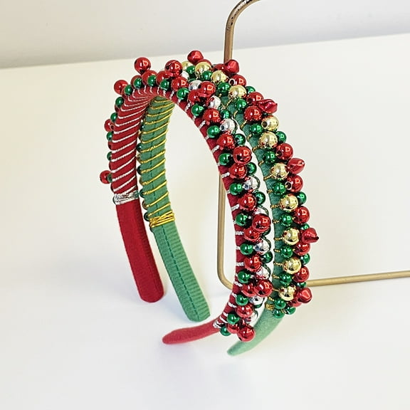 Yoyauz Christmas Bell Headband Ladies Girl Cute Silver Green Red Headband Christmas Holiday Iewelry