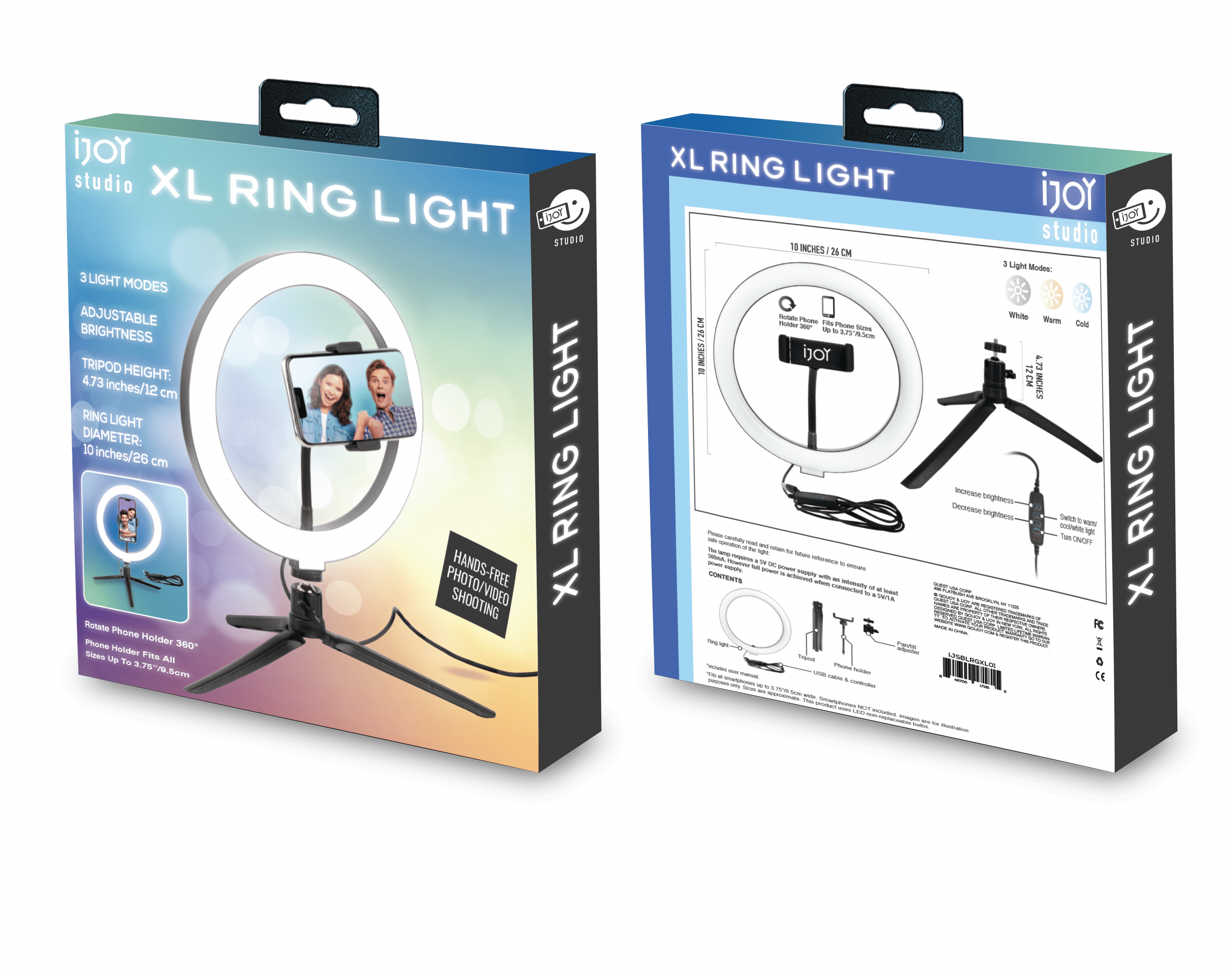IJOY 10" LED Ring Light with Tripod Stand and Phone Holder