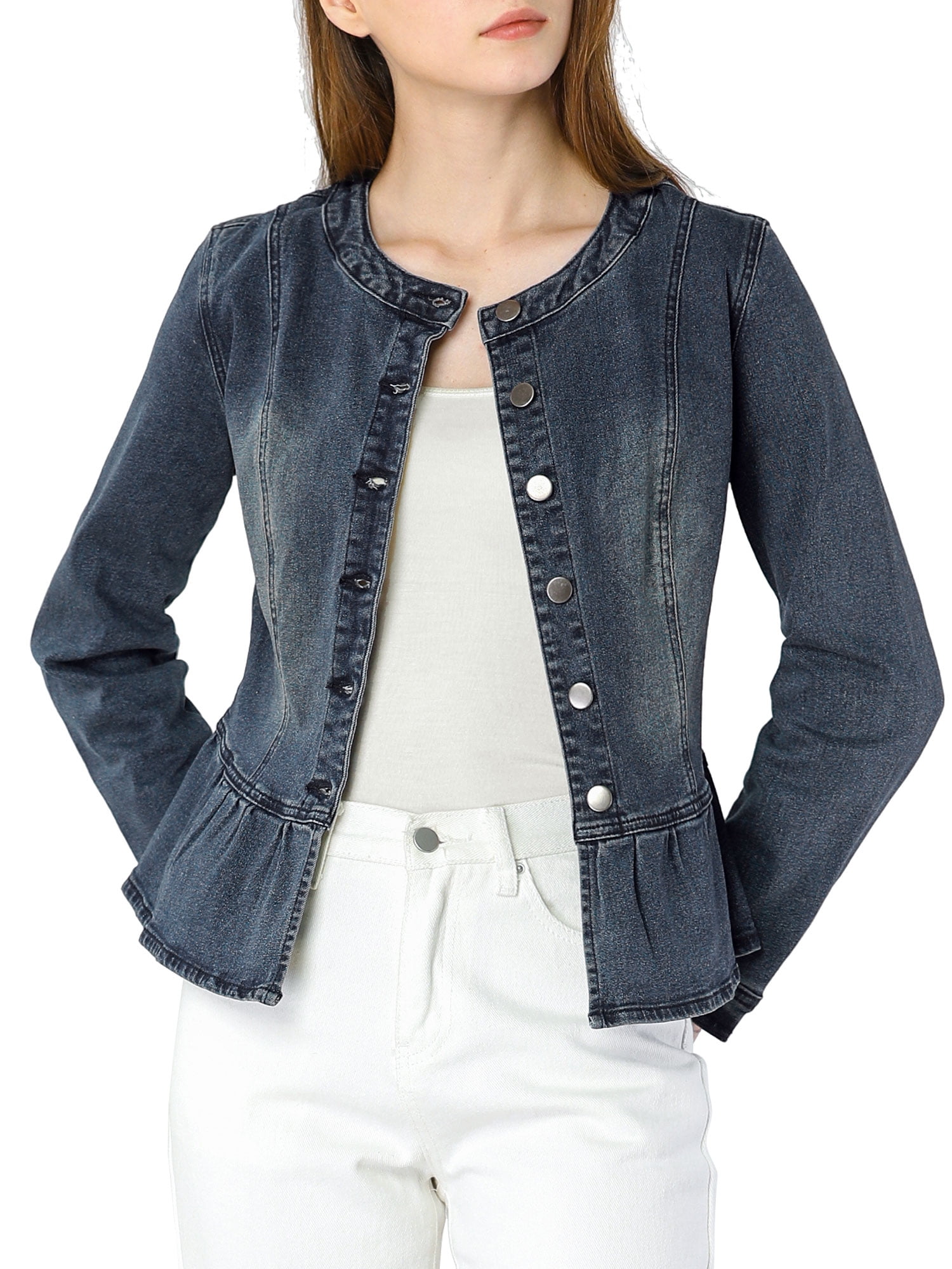 ruffle hem denim jacket