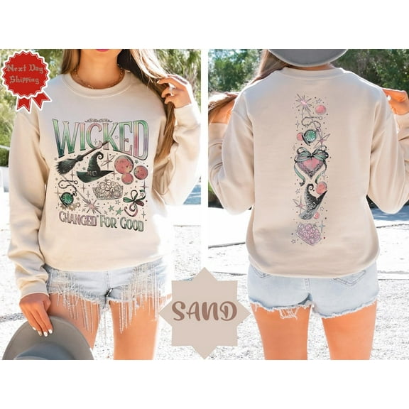Wicked Changed for Good Printed Sweatshirt | Vintage Pastel Witch Graphic Pullover