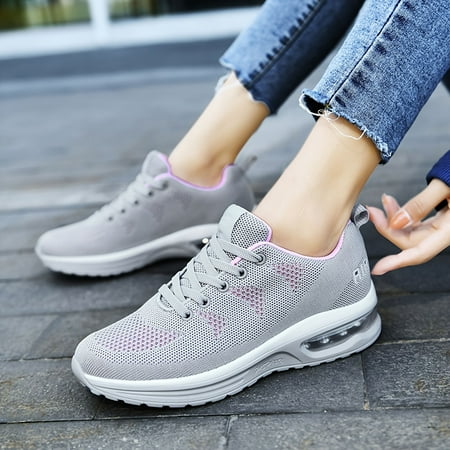 

Women s Air Cushion Running Shoes Casual Lace Up Knitting Athletic Sneakers