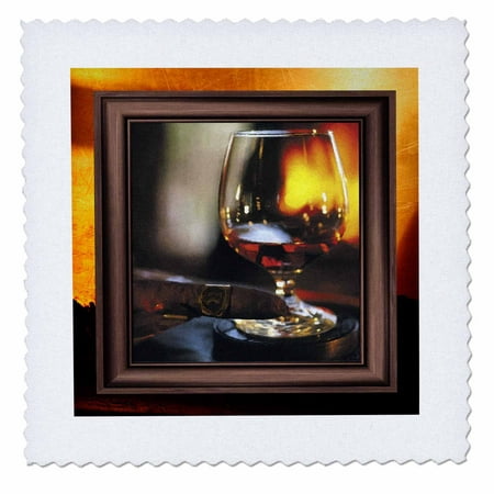 3dRose Cognac and Cuban Cigar - Quilt Square, 10 by (Best Cognac For Cigars)