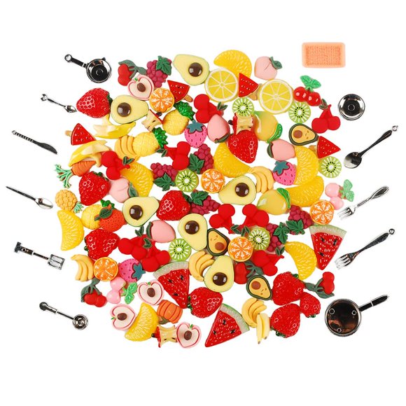 NWFashion 112 Pcs Jouet de Pâtisserie Dessert Miniature Nourriture Topper de Gâteau Charms pour Décoration Intérieure, Plante Succulente, Maison de Poupée et Jardin Miniature