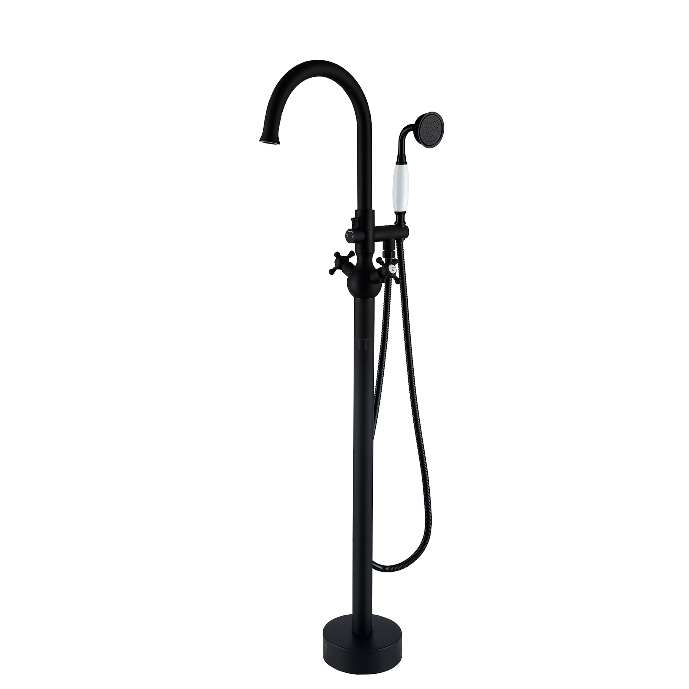 JERFIT Matte Black Freestanding Tub Filler with Hand Shower, 3.9 GPM Modern Bathroom Faucet for Bathtub
