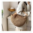 thumbnail image 5 of Straw Handbags Women Handwoven Round Corn Straw Bags Natural Chic Hand Large Summer Beach Tote Woven Handle Shoulder Bag, 5 of 7