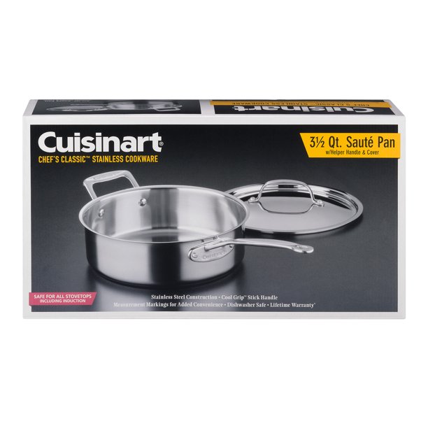 Cuisinart Chef's Classic 3.5 Qt. Sauté Pan w/Helper Handle & Cover, 1.0