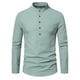 thumbnail image 2 of Blusa y camisa de manga larga con cuello alto para hombre, informal, con botones y rayas, blusa de manga larga con cuello alto, blusa para hombre, 2 of 9