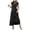 Black, variant on Women’S Bohemian Polka Dot V Neck Maxi Dress, Ruffle Cap Sleeve Smocked Waist Tiered A-Line Flowy Long Dress, Ice Silk Wrinkled Jacquard Fabric, 1pc, Sizes S M L XL XXL