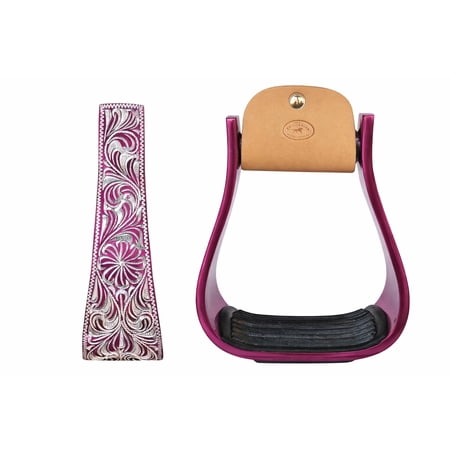 Horse Western 5 Wide Barrel Racer Pink Engraved Aluminum Show Stirrups 51177PK