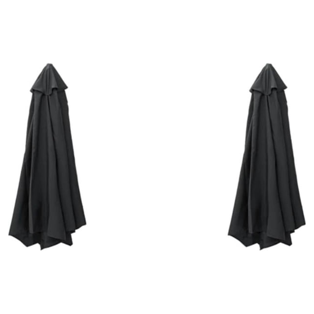 Cubierta de toldo Bewildely Sombrilla de jardín 2 metros 6 Rib Negro 2Conjunto
